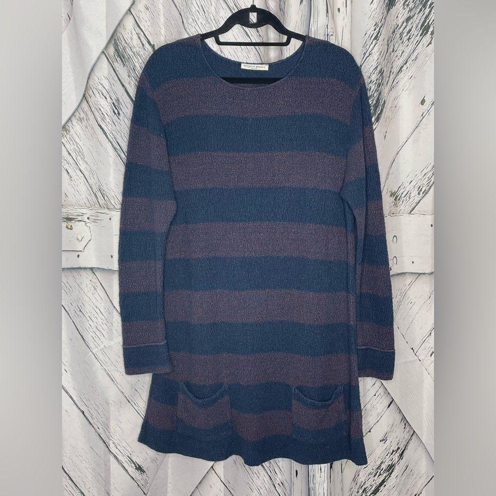 MARGARET WINTERS Sweater Dress Stripes Cotton Blend S